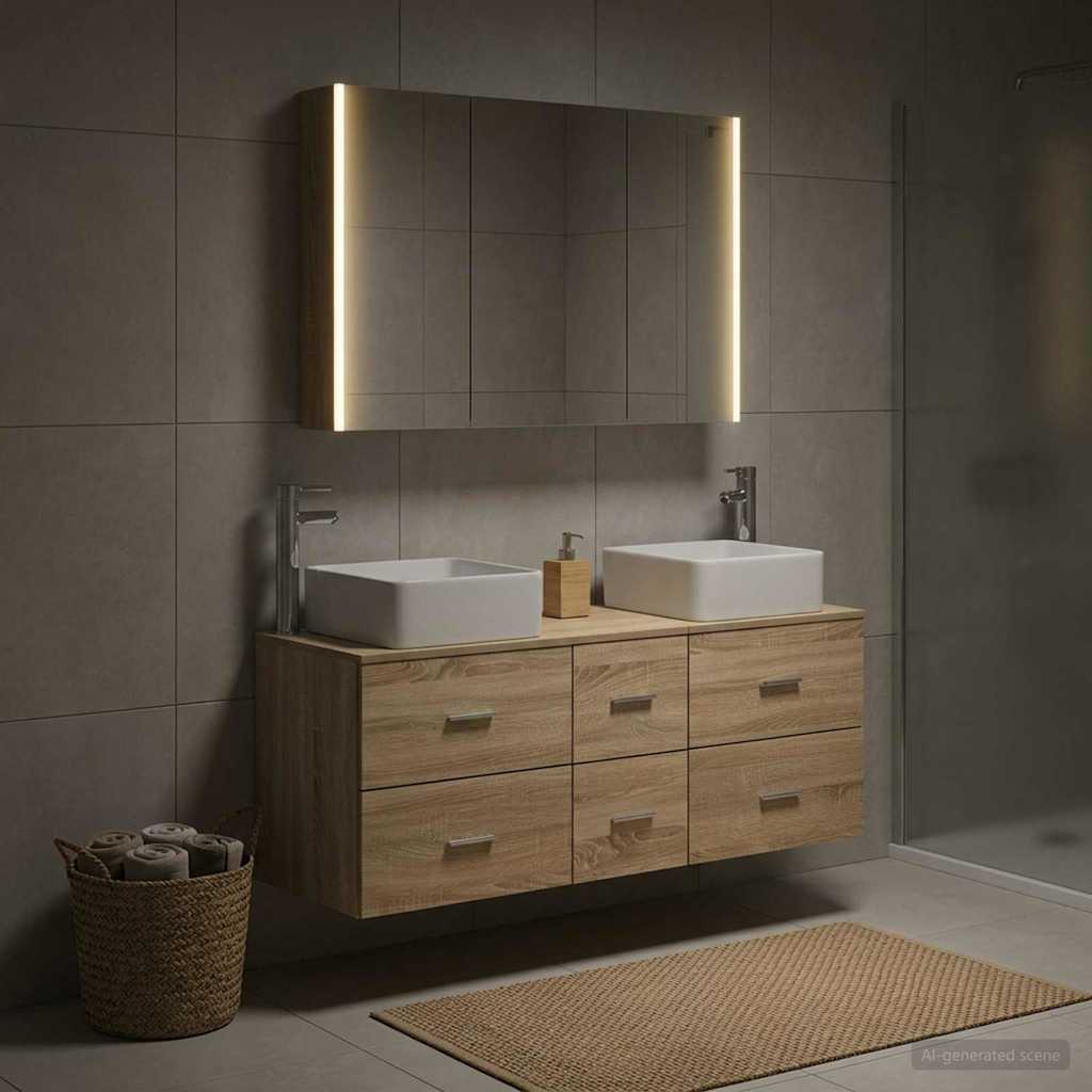 vidaXL Zestaw mebli łazienkowych 4 pcs dąb Sonoma