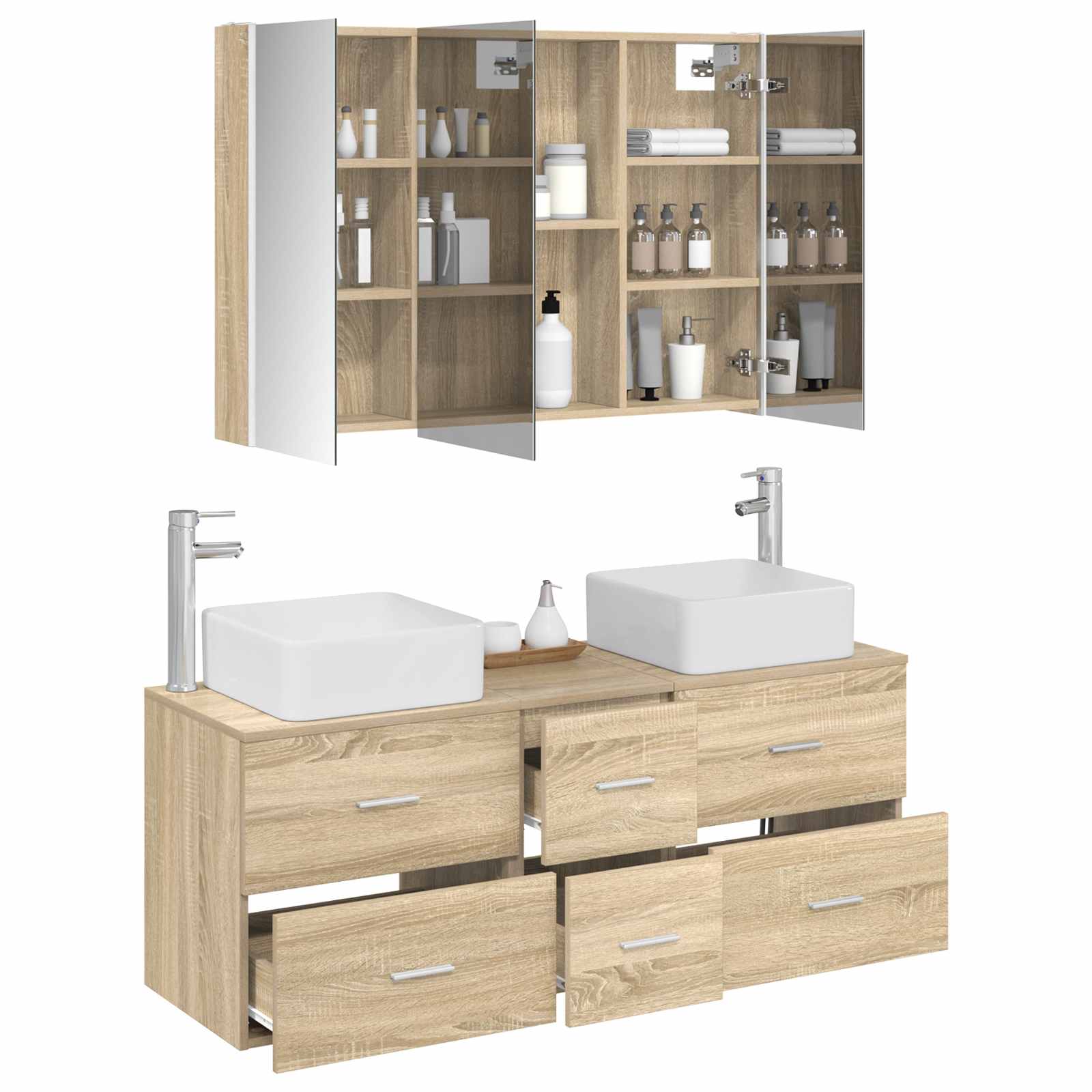 vidaXL Zestaw mebli łazienkowych 4 pcs dąb Sonoma