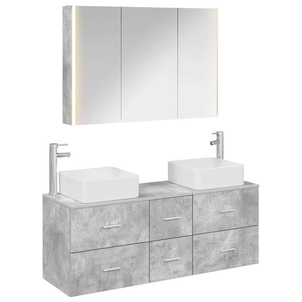 vidaXL Zestaw mebli łazienkowych 4 pcs Betonowy szary