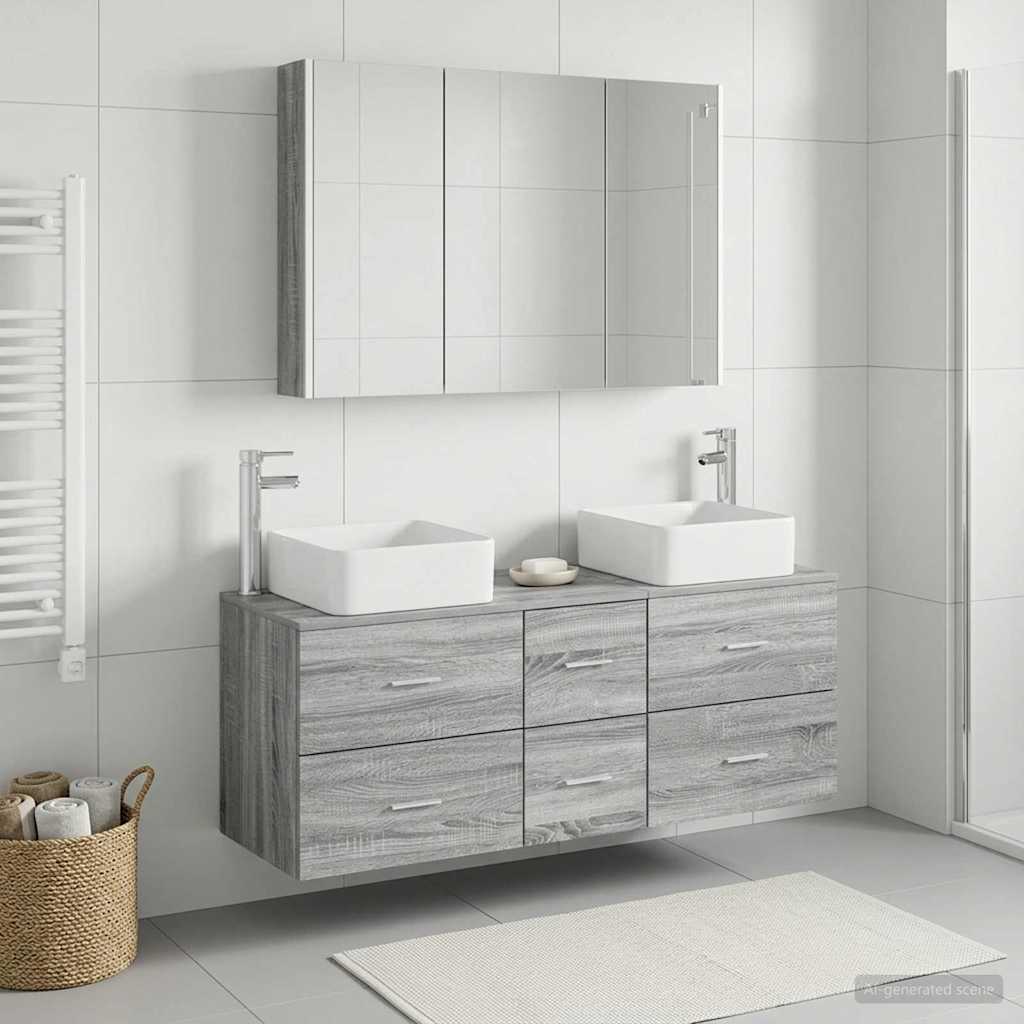 vidaXL Zestaw mebli łazienkowych 4 pcs Szary Sonoma