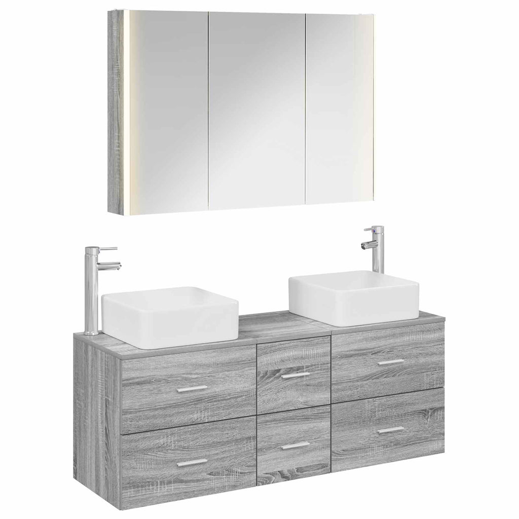 vidaXL Zestaw mebli łazienkowych 4 pcs Szary Sonoma