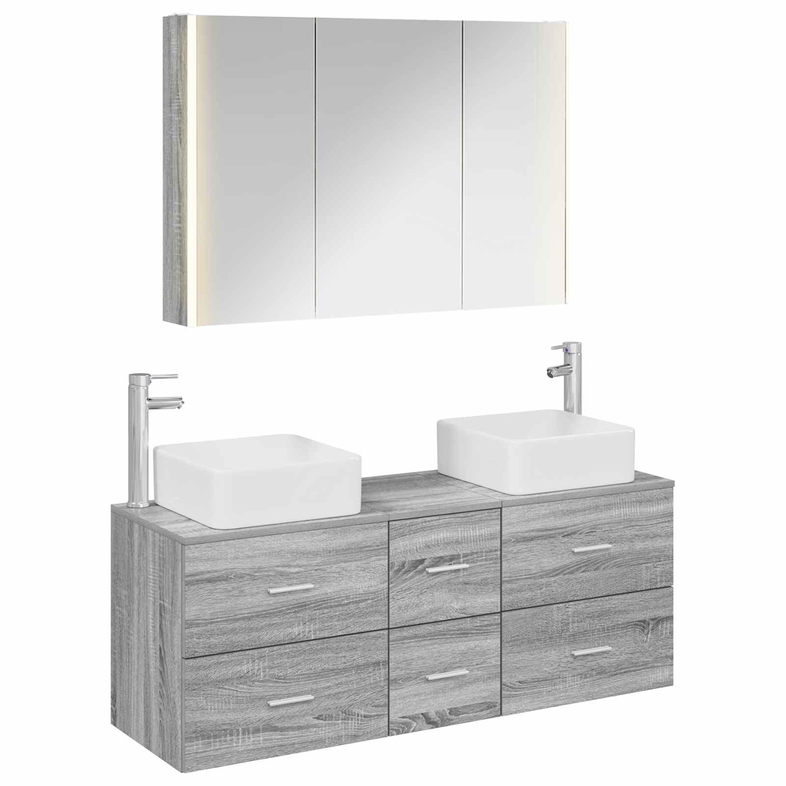 vidaXL Zestaw mebli łazienkowych 4 pcs Szary Sonoma