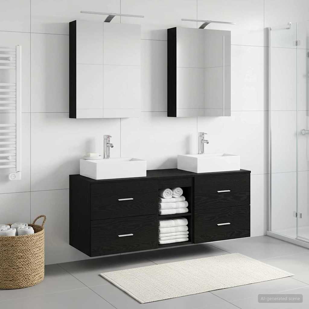 vidaXL Zestaw mebli łazienkowych 5 pcs Czarny dąb