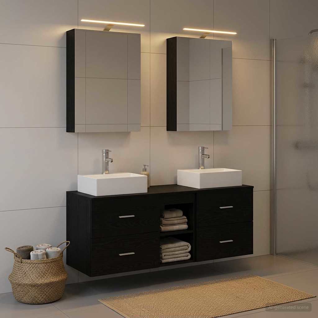 vidaXL Zestaw mebli łazienkowych 5 pcs Czarny dąb