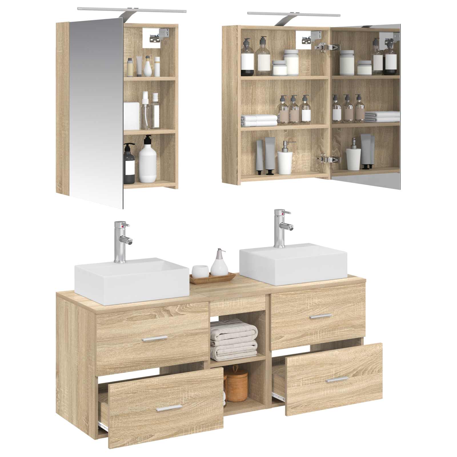 vidaXL Zestaw mebli łazienkowych 5 pcs dąb Sonoma
