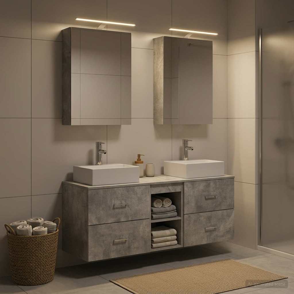 vidaXL Zestaw mebli łazienkowych 5 pcs Betonowy szary