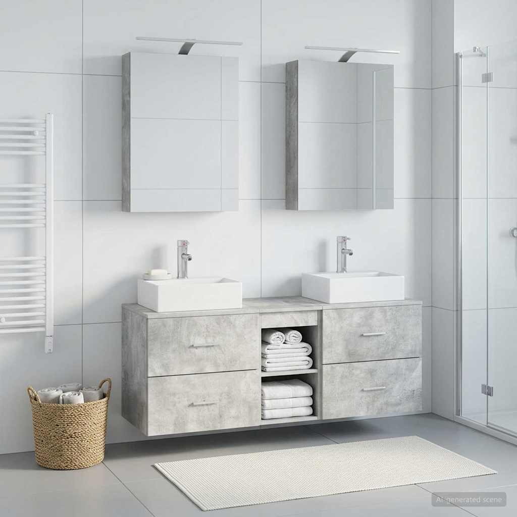 vidaXL Zestaw mebli łazienkowych 5 pcs Betonowy szary