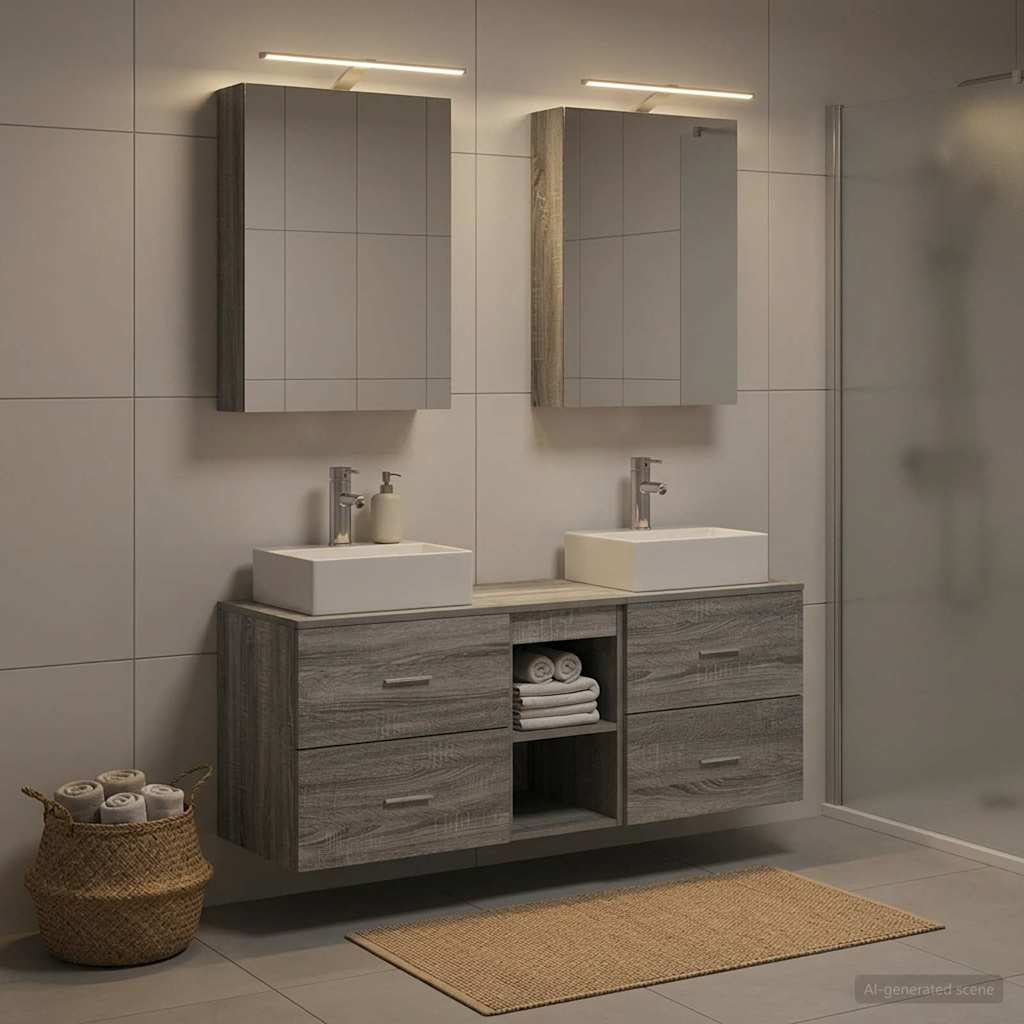 vidaXL Zestaw mebli łazienkowych 5 pcs Szary Sonoma