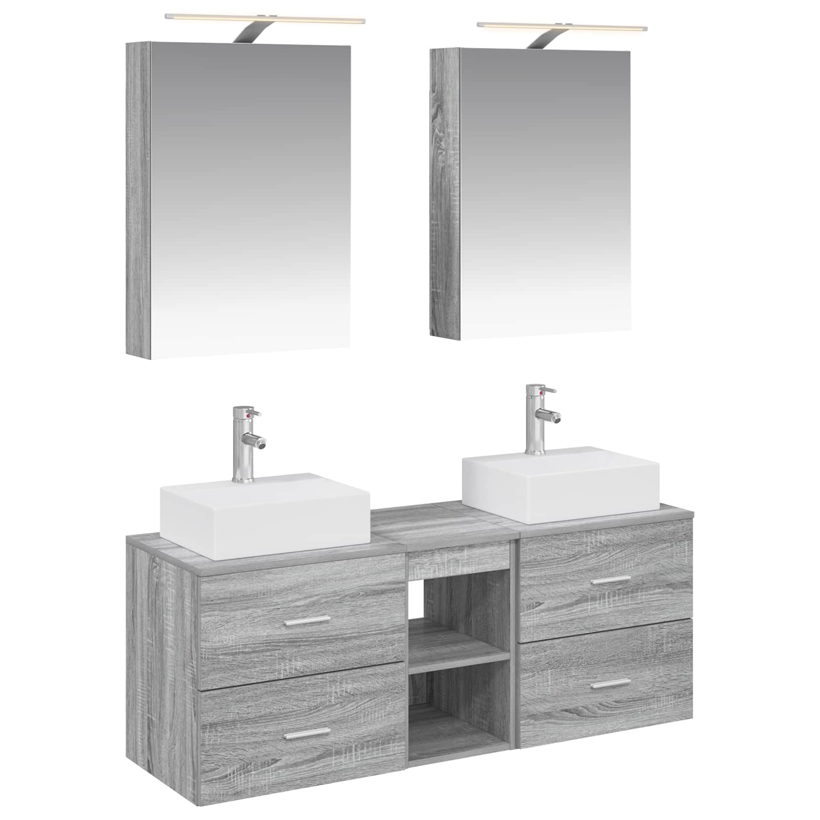 vidaXL Zestaw mebli łazienkowych 5 pcs Szary Sonoma