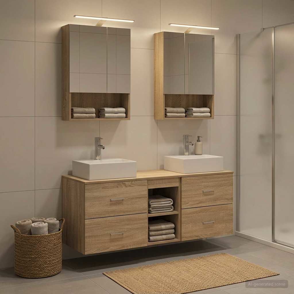 vidaXL Zestaw mebli łazienkowych 5 pcs dąb Sonoma