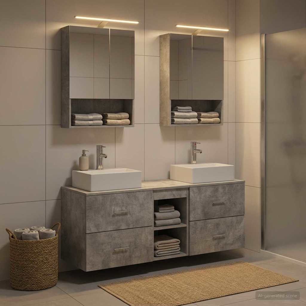 vidaXL Zestaw mebli łazienkowych 5 pcs Betonowy szary