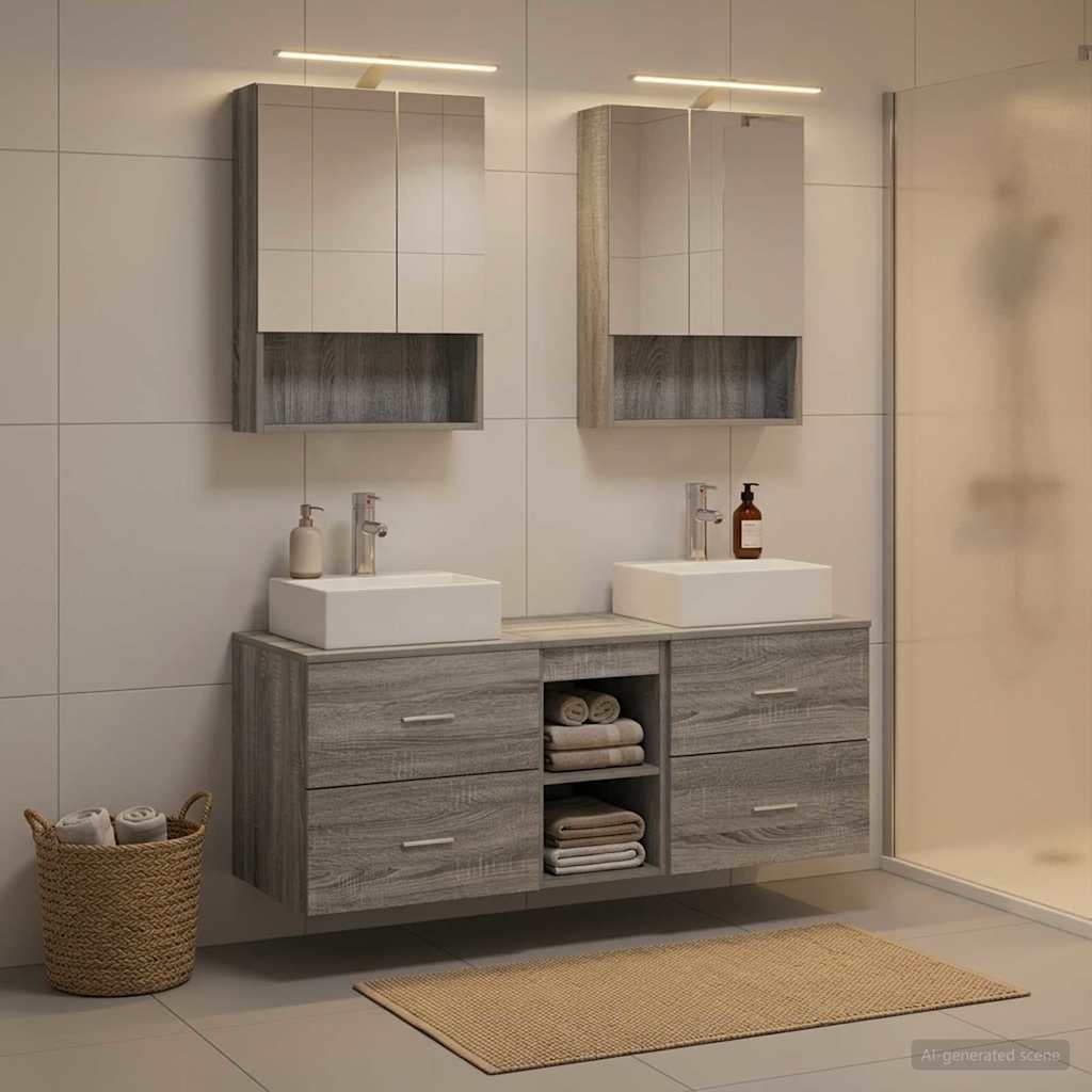 vidaXL Zestaw mebli łazienkowych 5 pcs Szary Sonoma