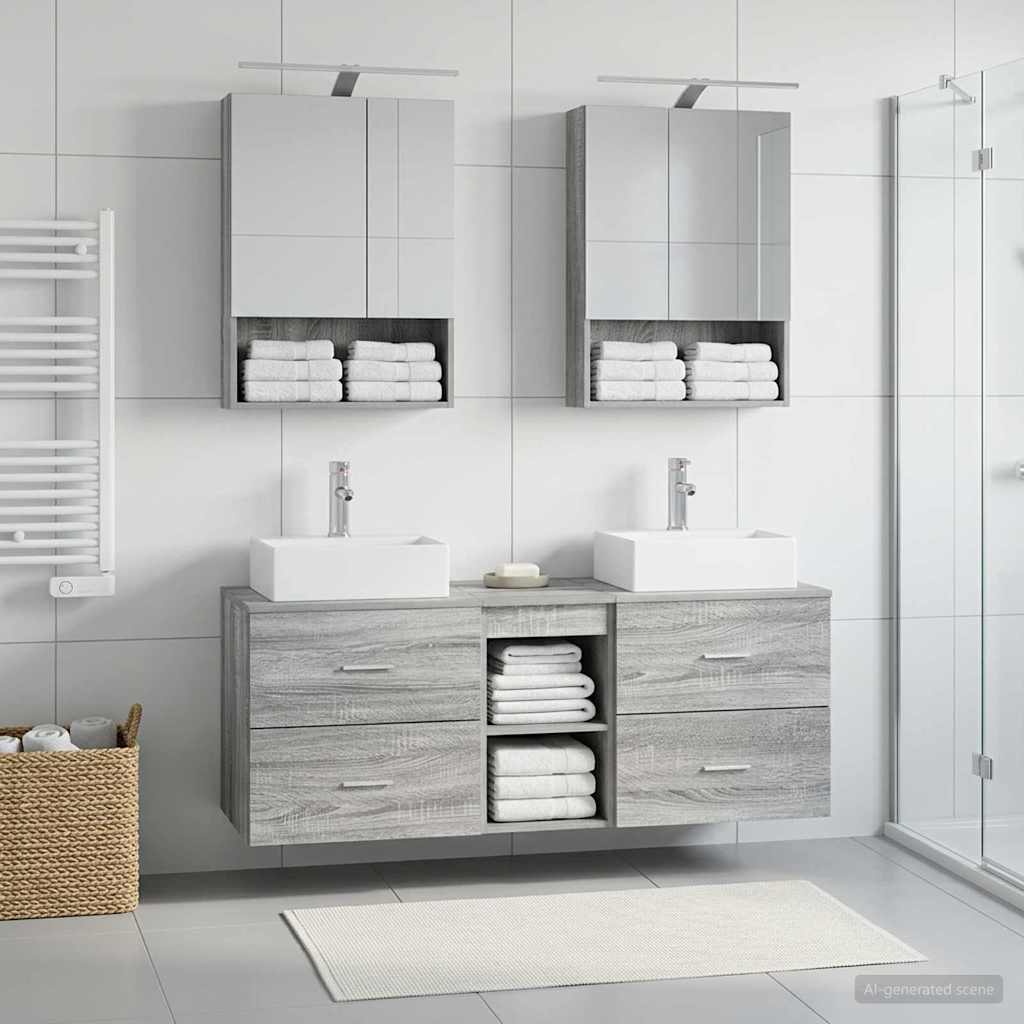 vidaXL Zestaw mebli łazienkowych 5 pcs Szary Sonoma