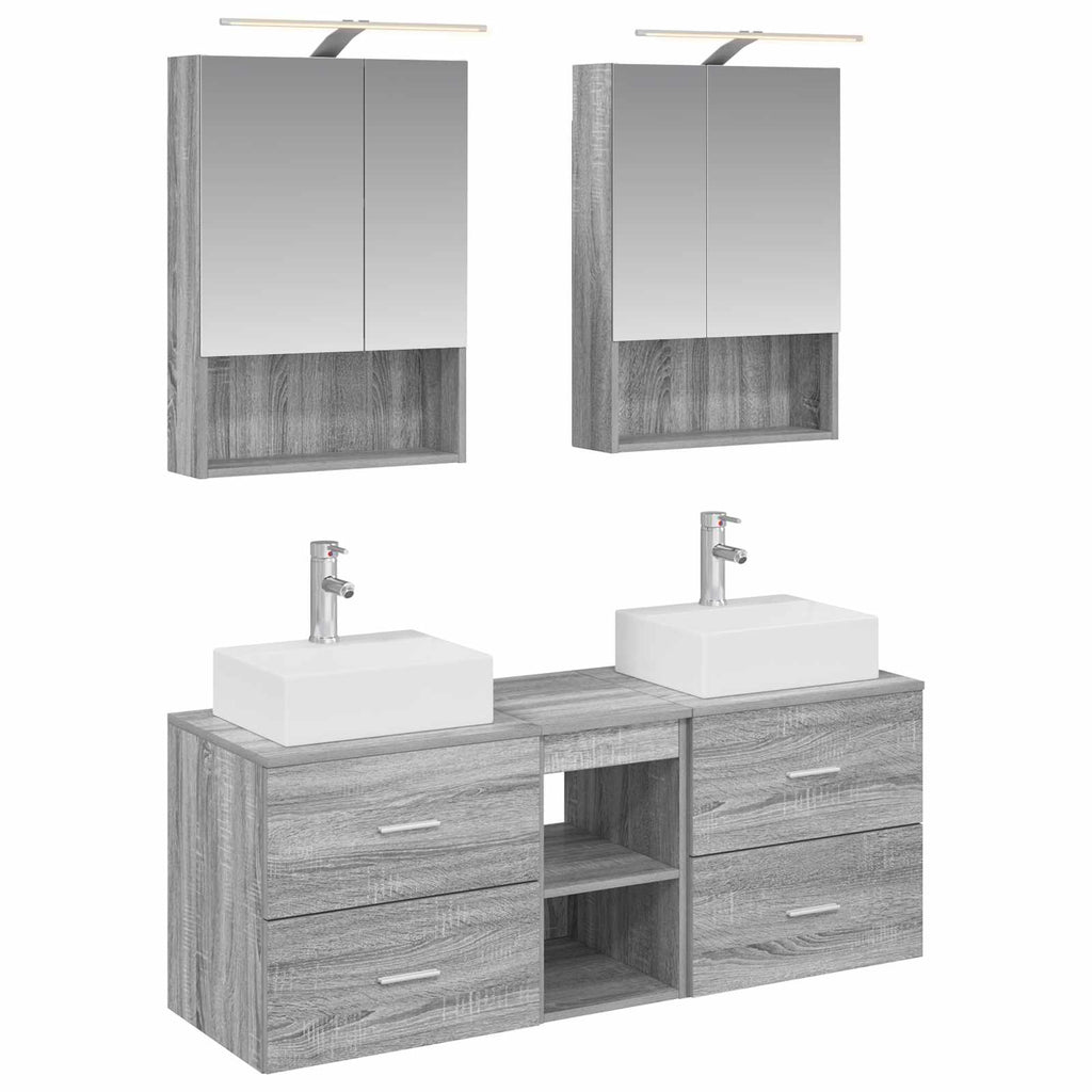 vidaXL Zestaw mebli łazienkowych 5 pcs Szary Sonoma