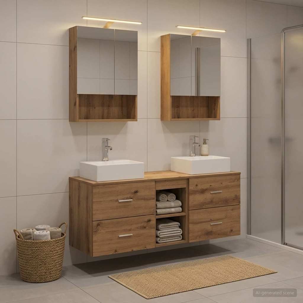 vidaXL Zestaw mebli łazienkowych 5 pcs Dąb artisan