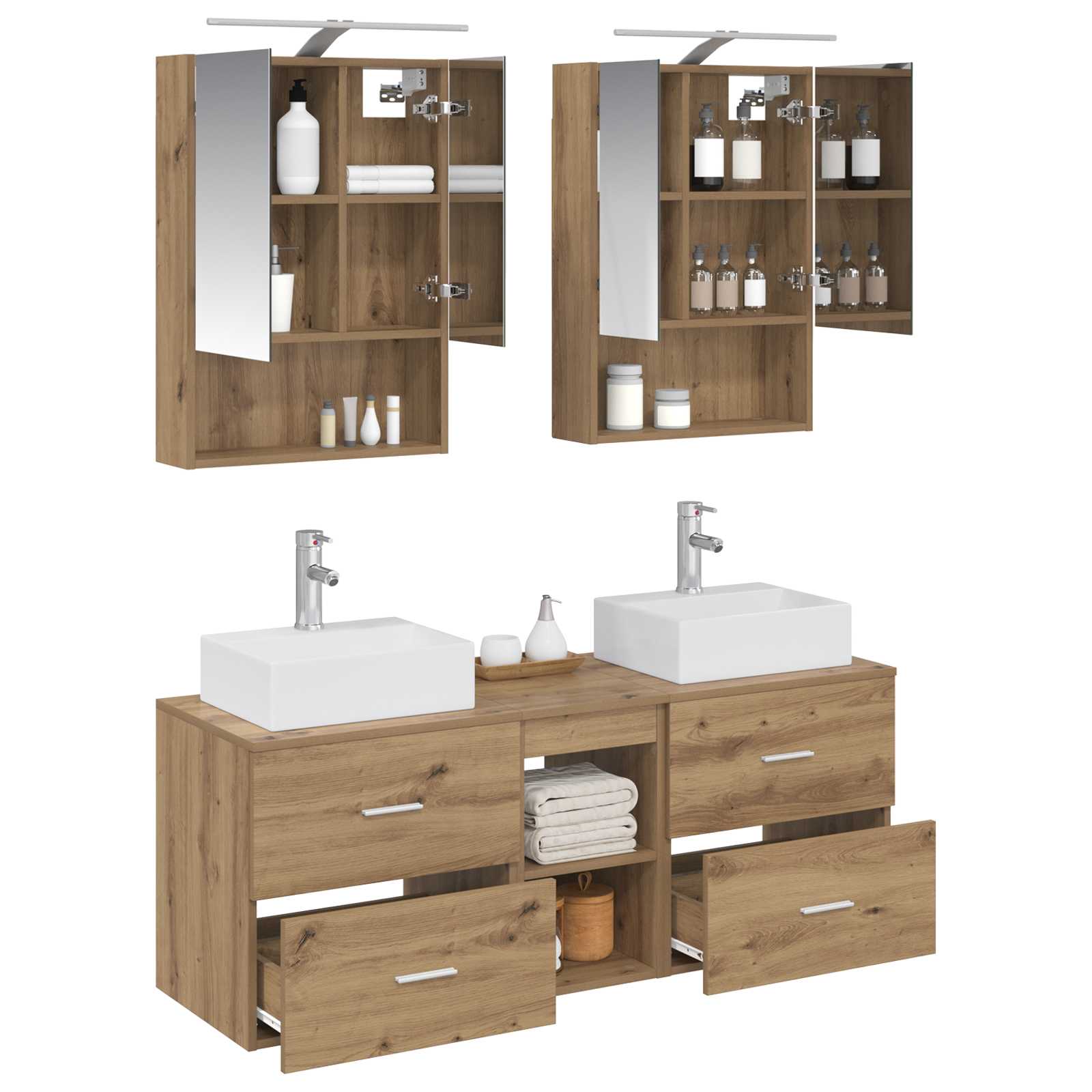 vidaXL Zestaw mebli łazienkowych 5 pcs Dąb artisan