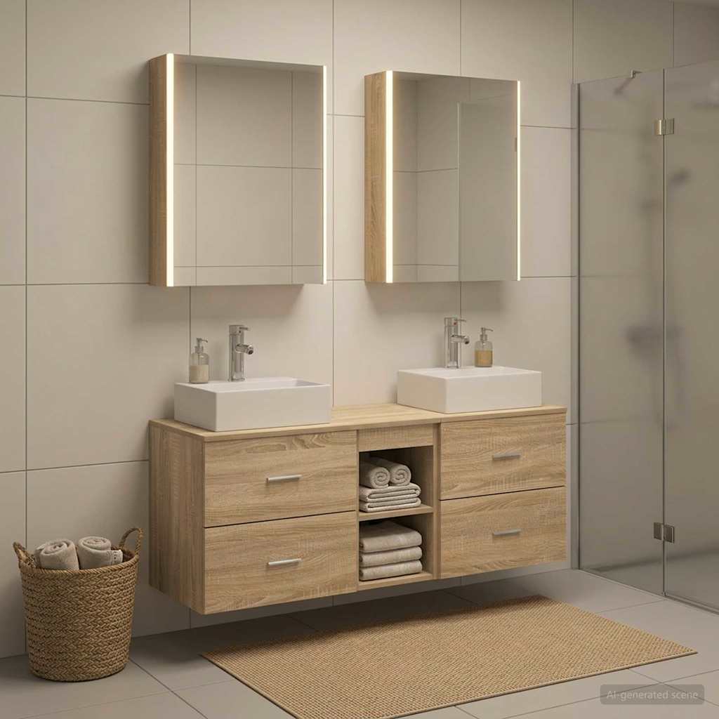 vidaXL Zestaw mebli łazienkowych 5 pcs dąb Sonoma