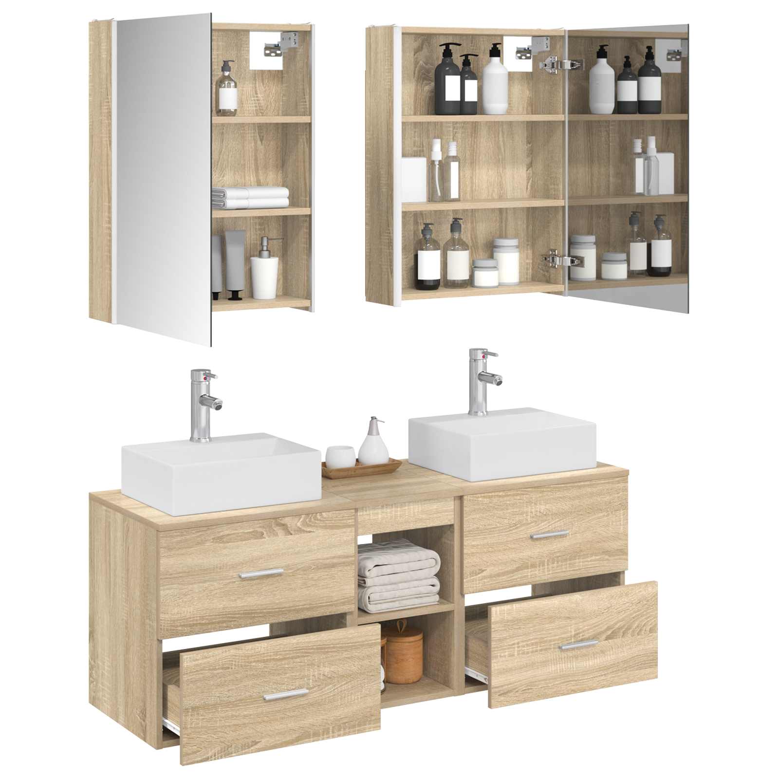 vidaXL Zestaw mebli łazienkowych 5 pcs dąb Sonoma