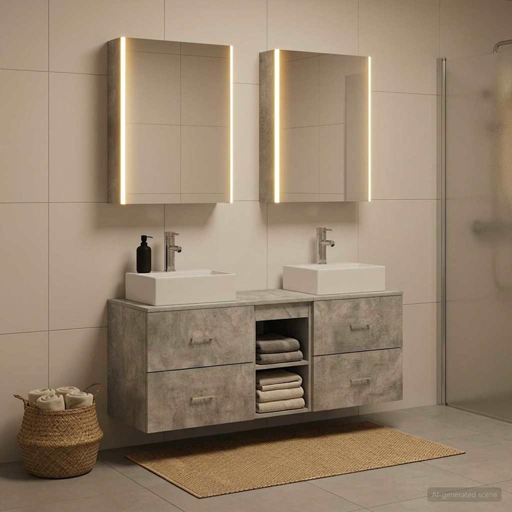 vidaXL Zestaw mebli łazienkowych 5 pcs Betonowy szary