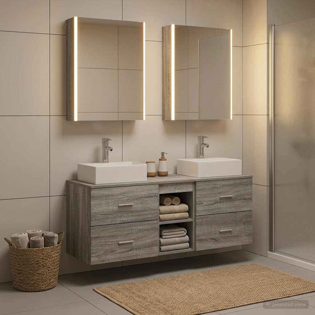vidaXL Zestaw mebli łazienkowych 5 pcs Szary Sonoma