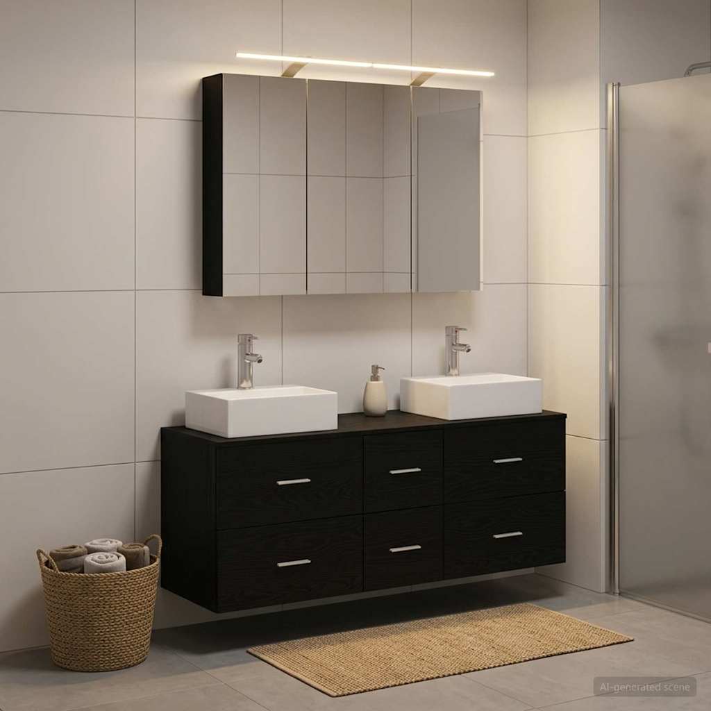vidaXL Zestaw mebli łazienkowych 4 pcs Czarny dąb