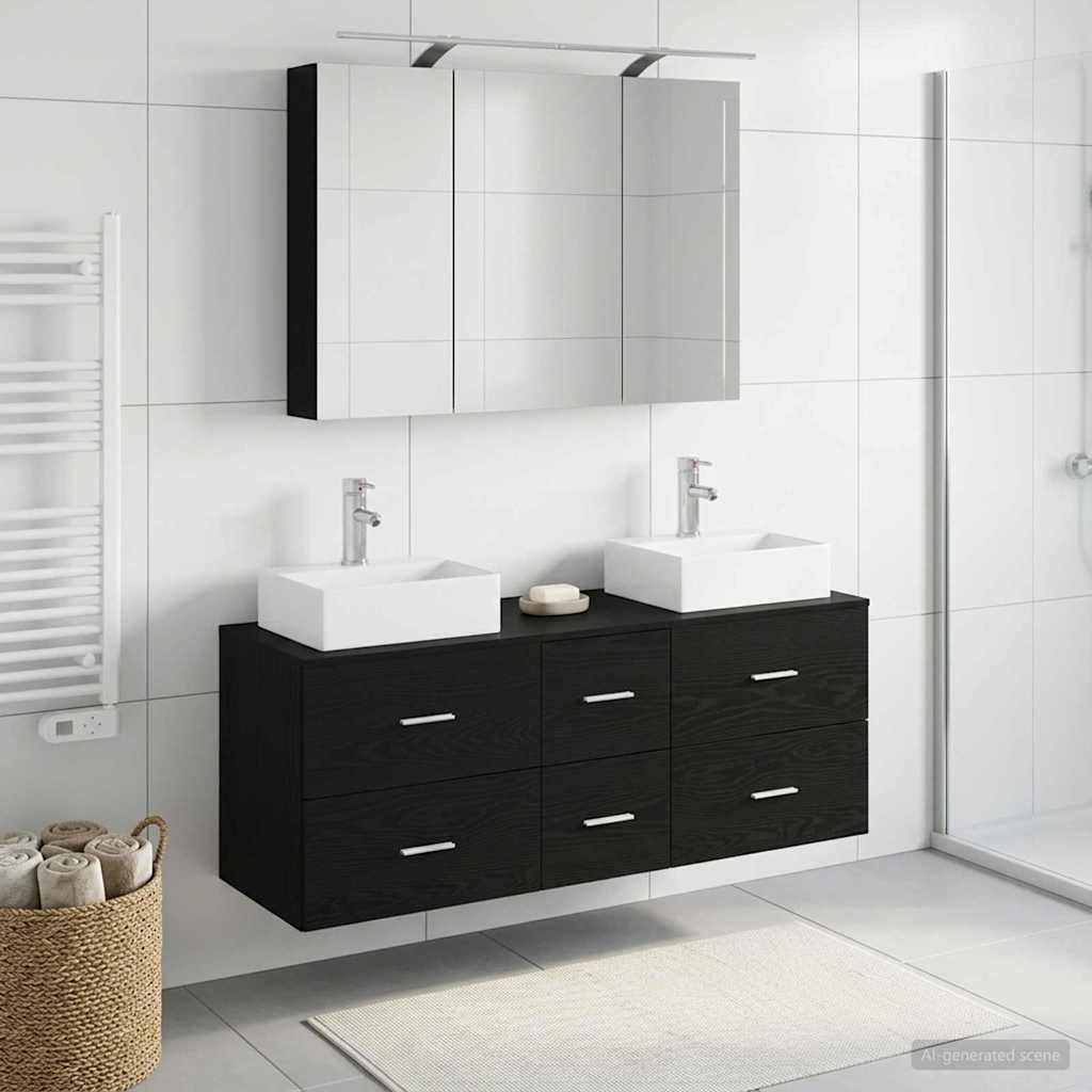 vidaXL Zestaw mebli łazienkowych 4 pcs Czarny dąb