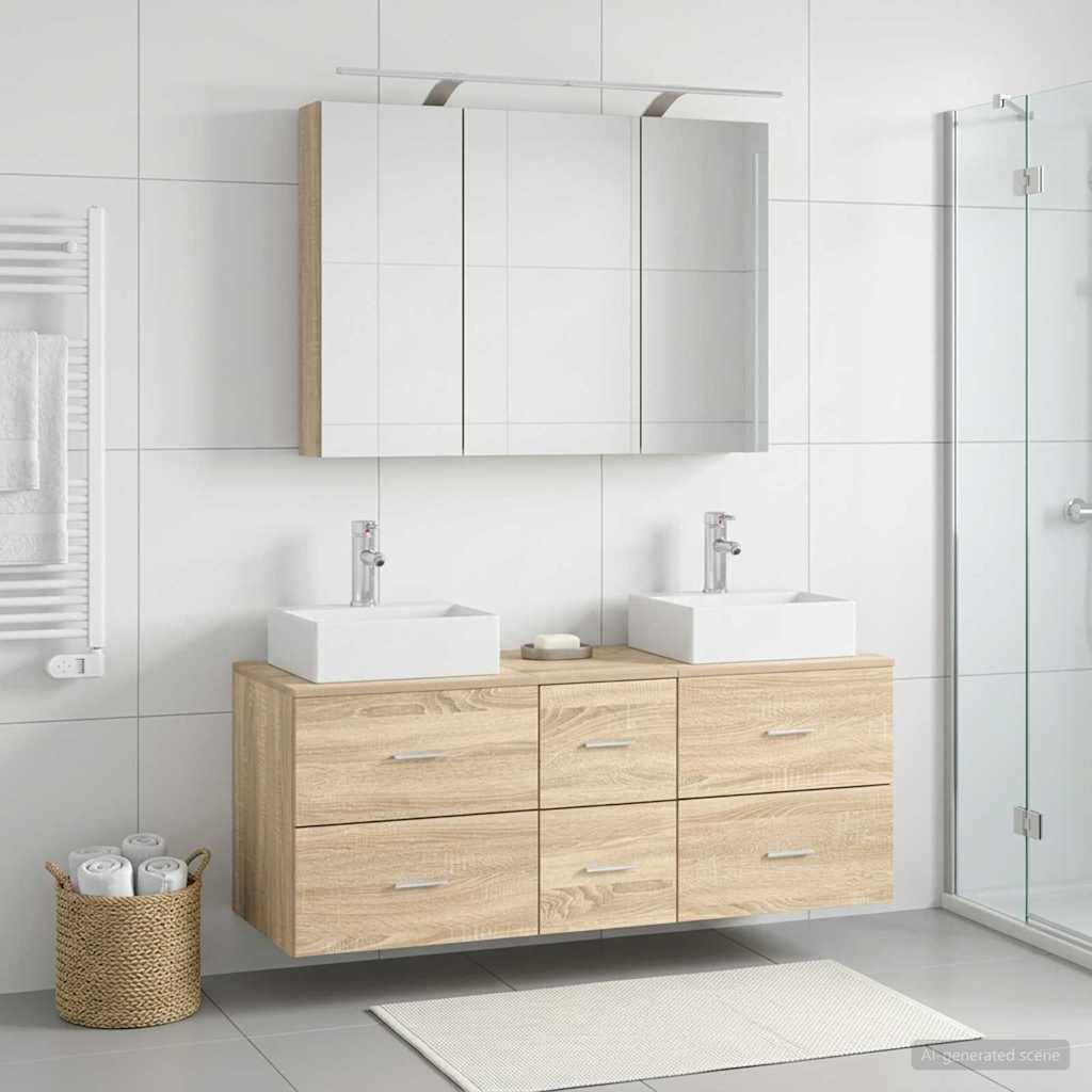 vidaXL Zestaw mebli łazienkowych 4 pcs dąb Sonoma