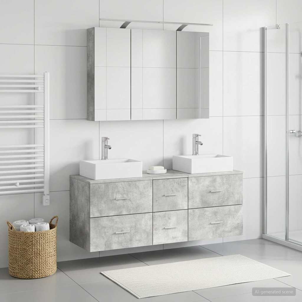 vidaXL Zestaw mebli łazienkowych 4 pcs Betonowy szary
