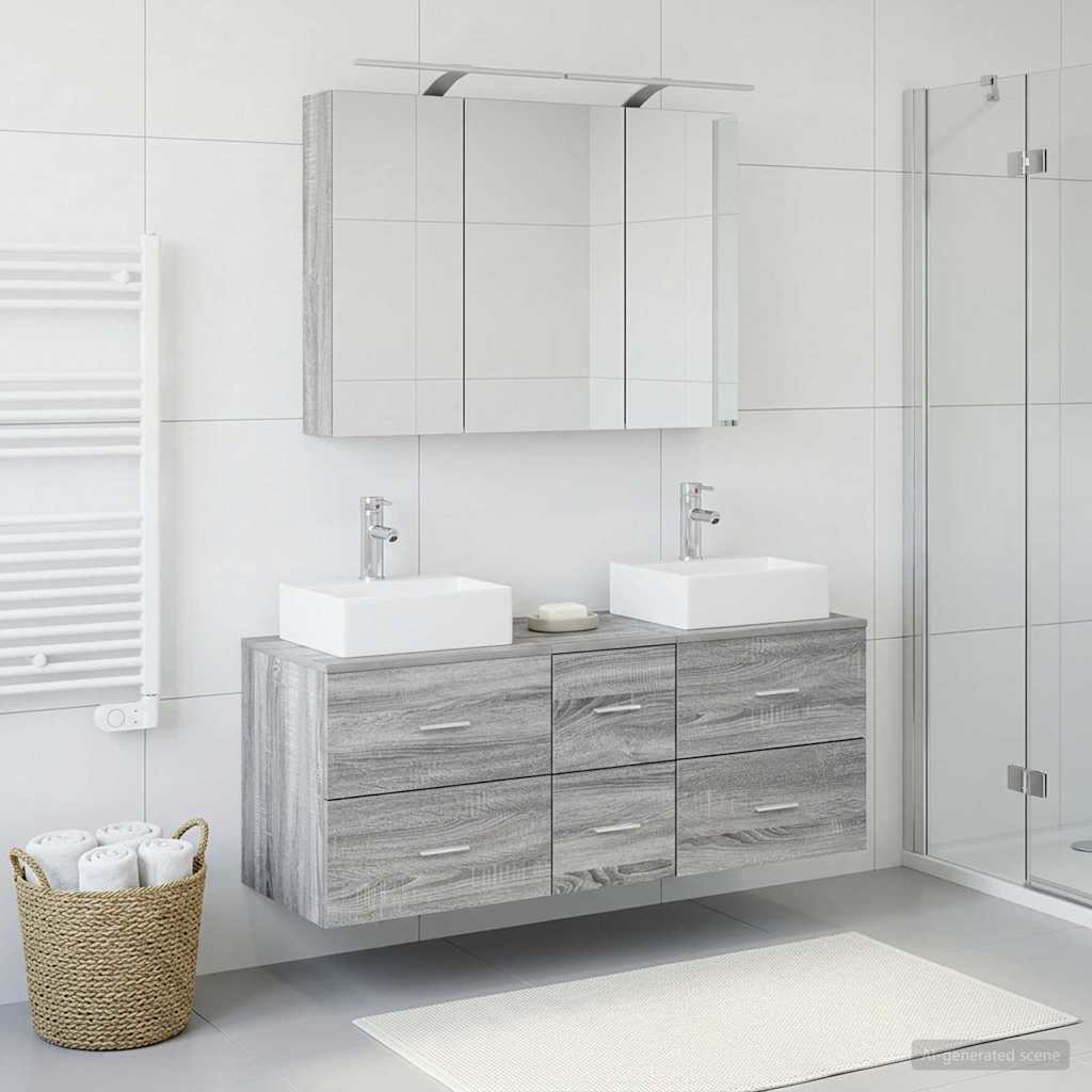 vidaXL Zestaw mebli łazienkowych 4 pcs Szary Sonoma
