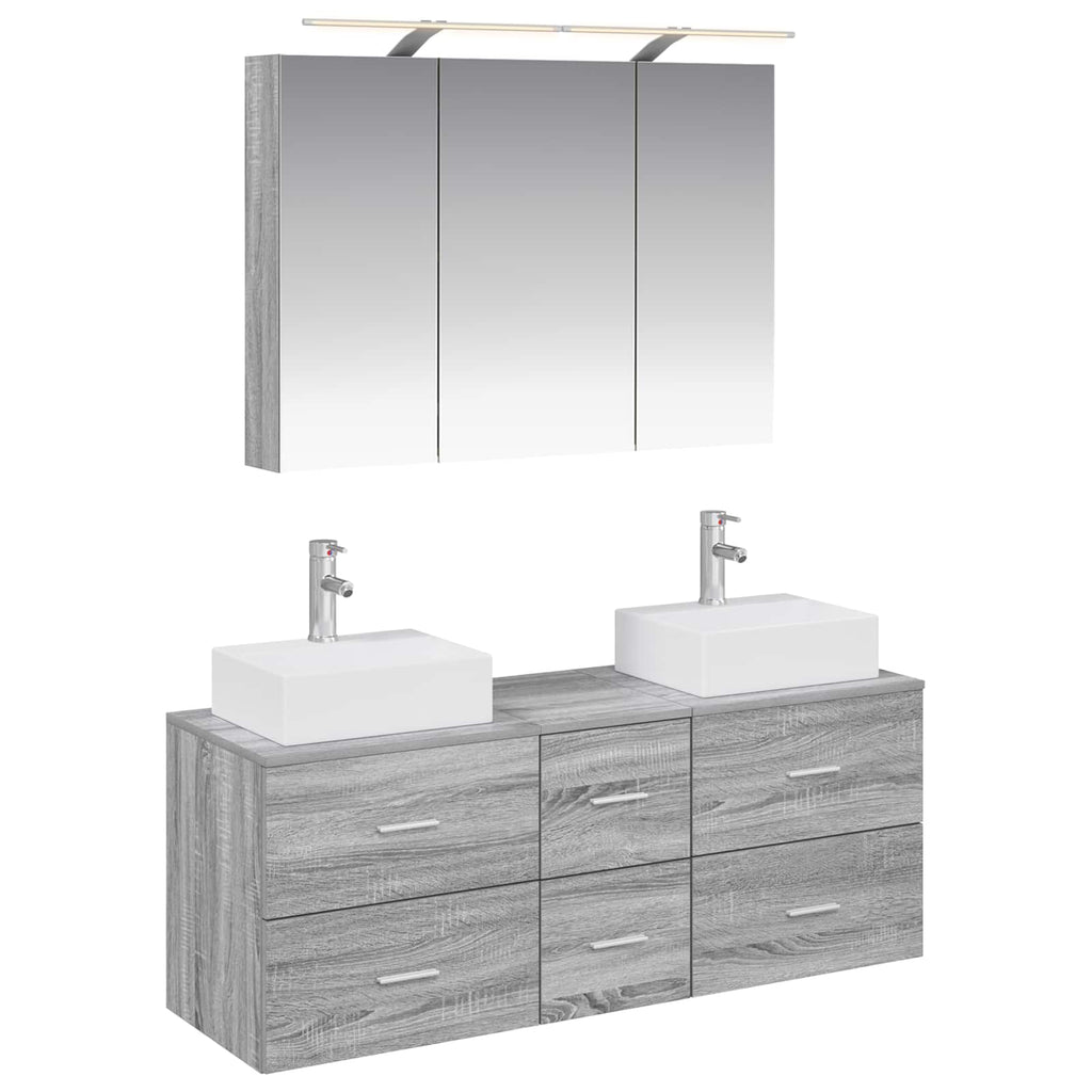 vidaXL Zestaw mebli łazienkowych 4 pcs Szary Sonoma