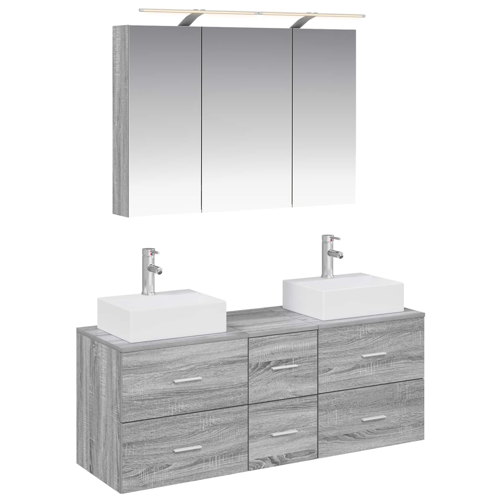 vidaXL Zestaw mebli łazienkowych 4 pcs Szary Sonoma