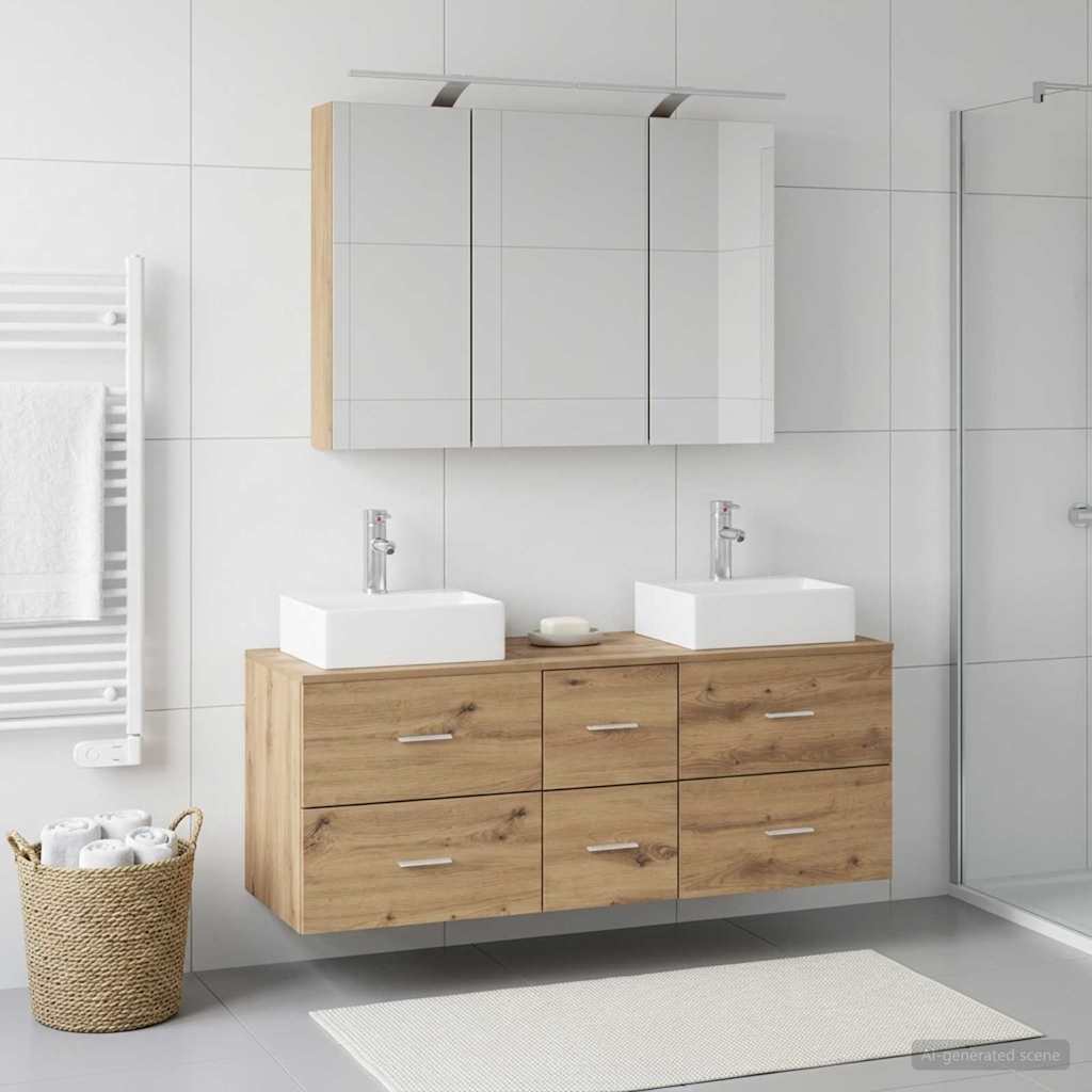 vidaXL Zestaw mebli łazienkowych 4 pcs Dąb artisan