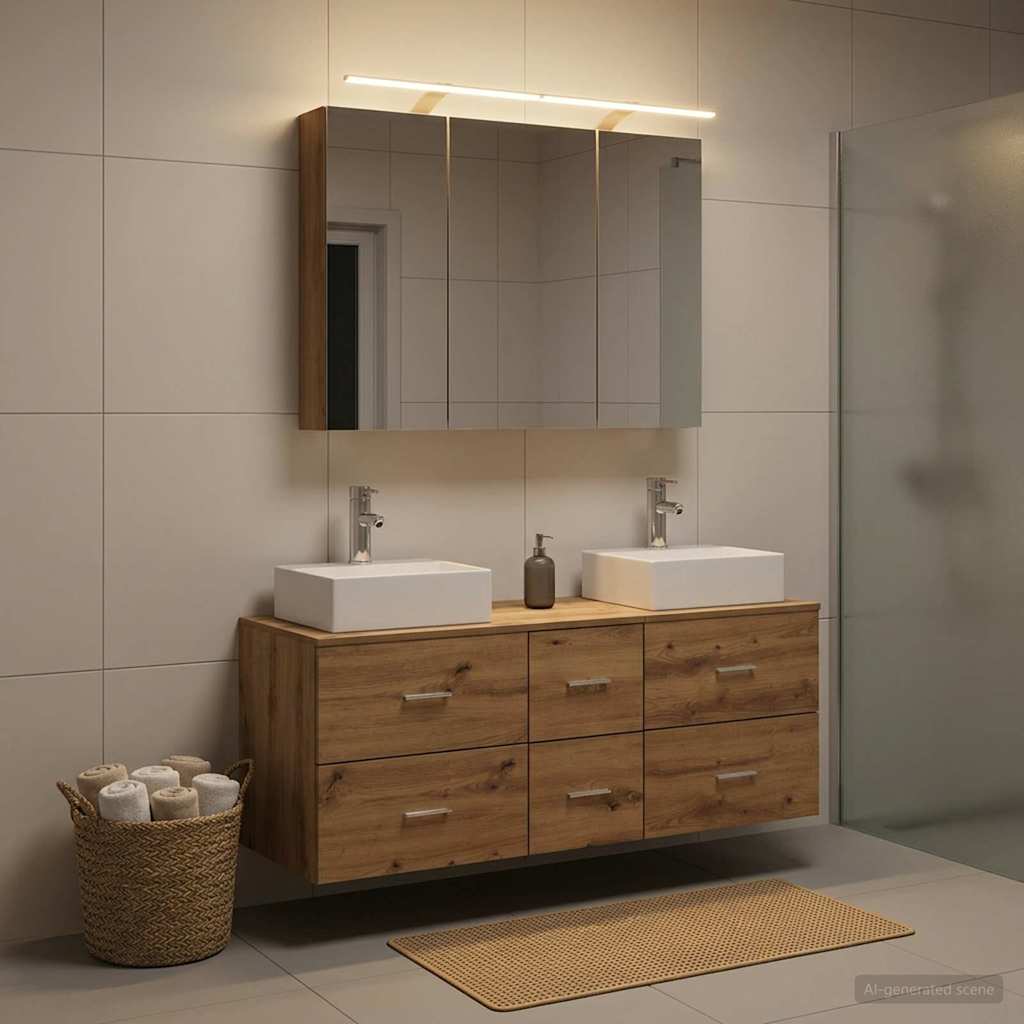 vidaXL Zestaw mebli łazienkowych 4 pcs Dąb artisan