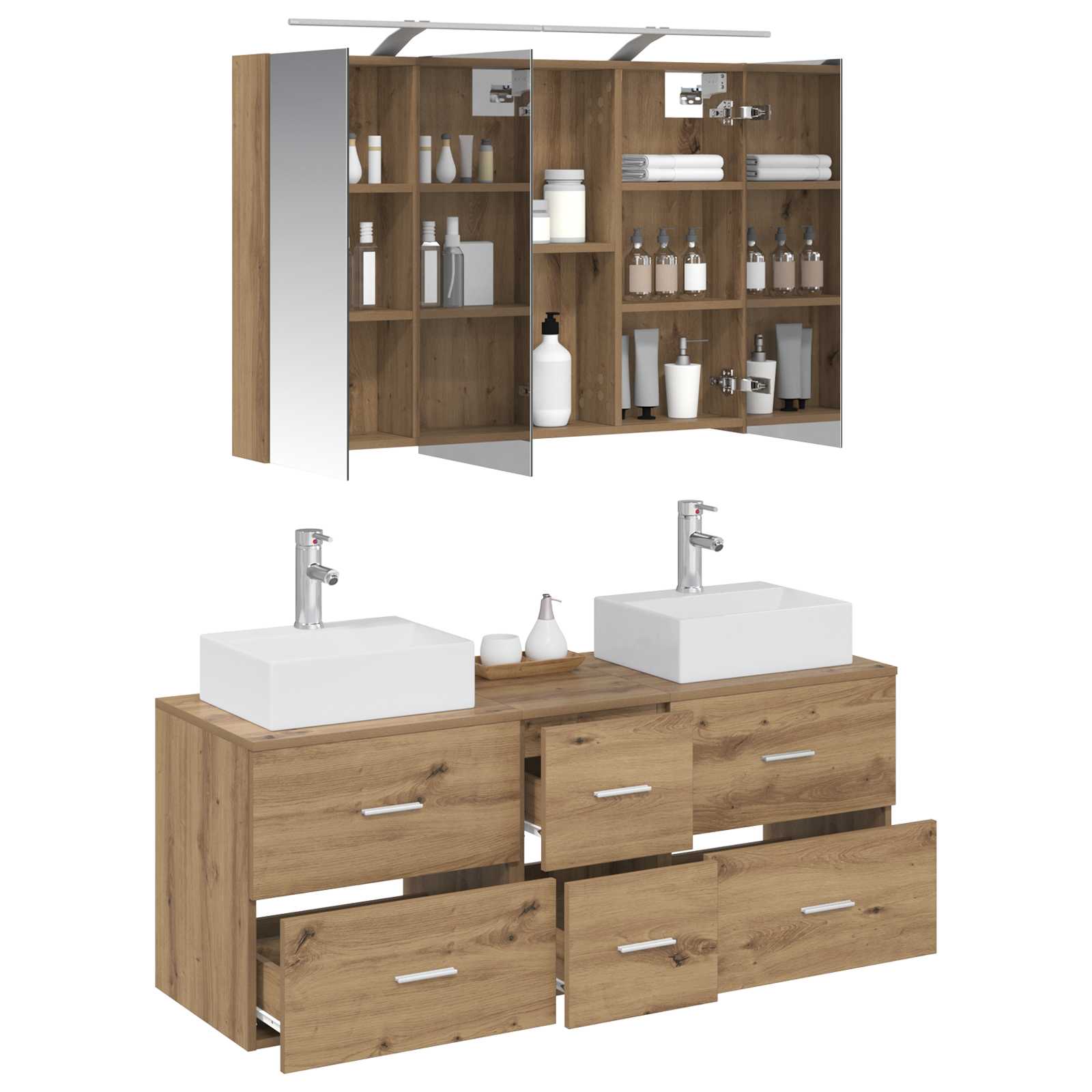 vidaXL Zestaw mebli łazienkowych 4 pcs Dąb artisan
