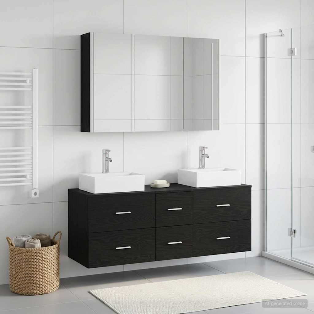 vidaXL Zestaw mebli łazienkowych 4 pcs Czarny dąb