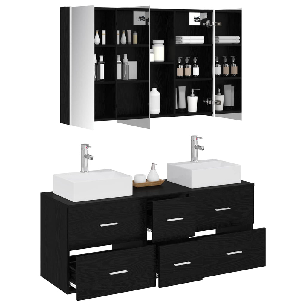 vidaXL Zestaw mebli łazienkowych 4 pcs Czarny dąb