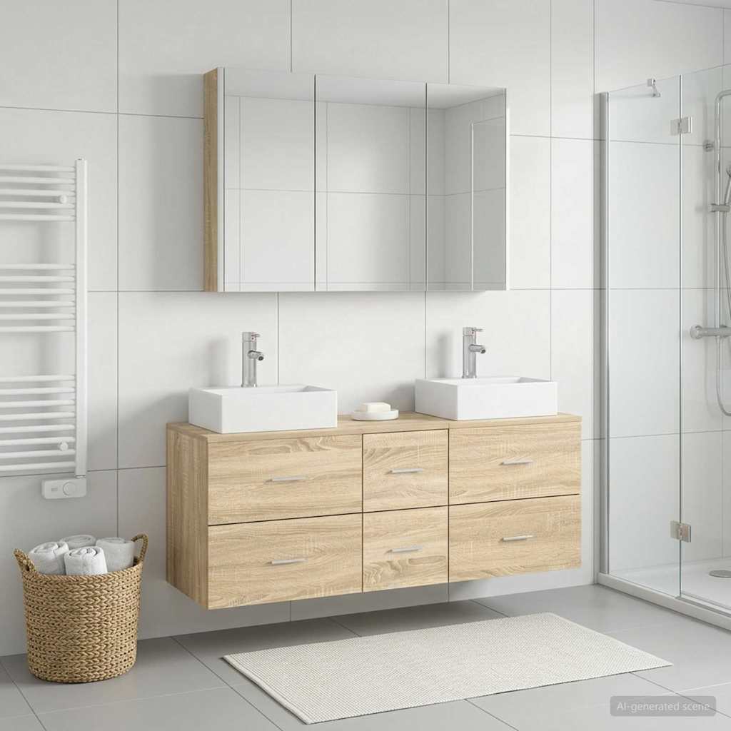 vidaXL Zestaw mebli łazienkowych 4 pcs dąb Sonoma