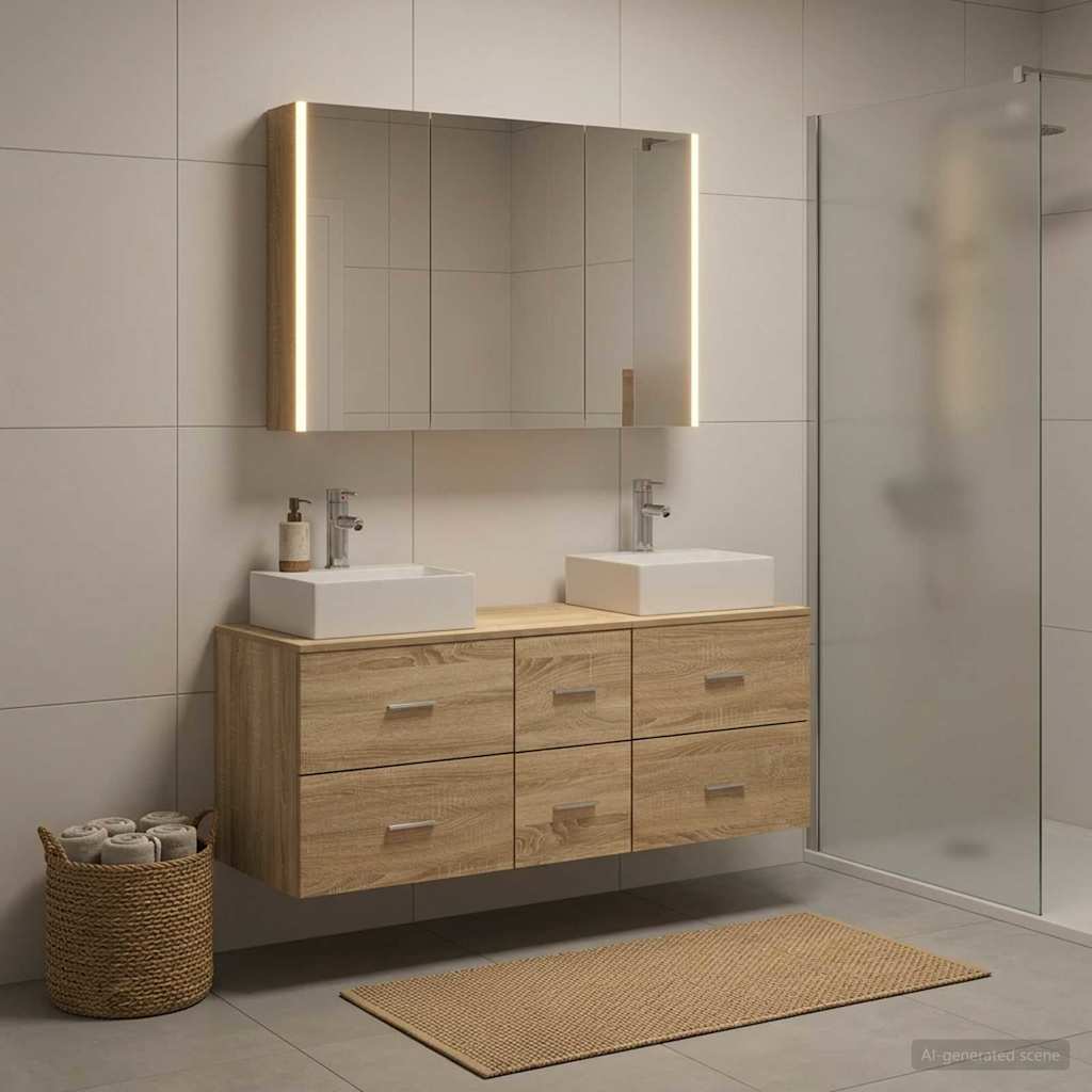 vidaXL Zestaw mebli łazienkowych 4 pcs dąb Sonoma