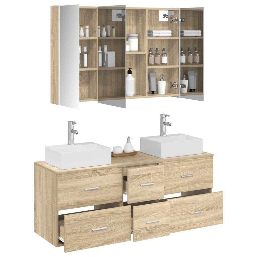vidaXL Zestaw mebli łazienkowych 4 pcs dąb Sonoma