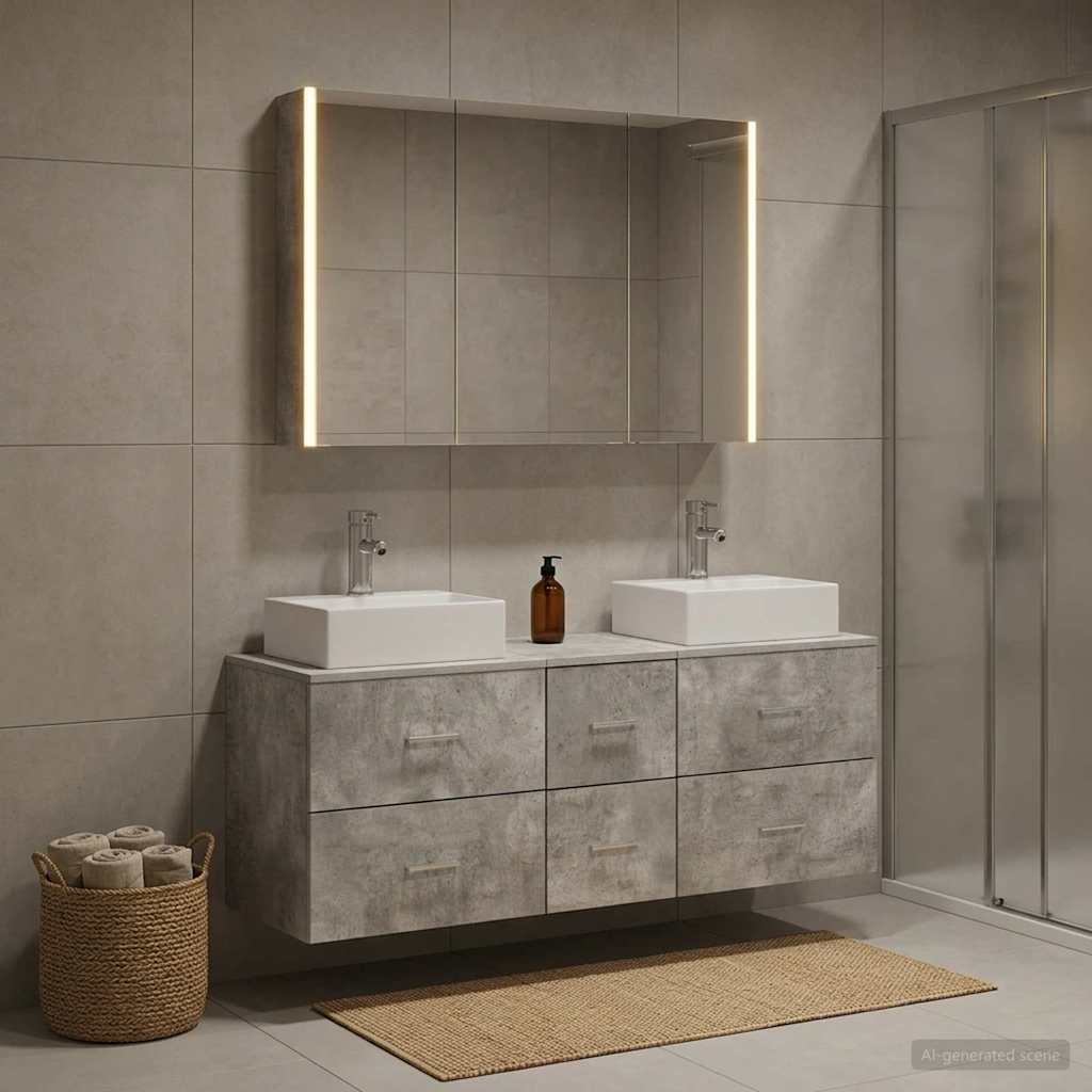 vidaXL Zestaw mebli łazienkowych 4 pcs Betonowy szary