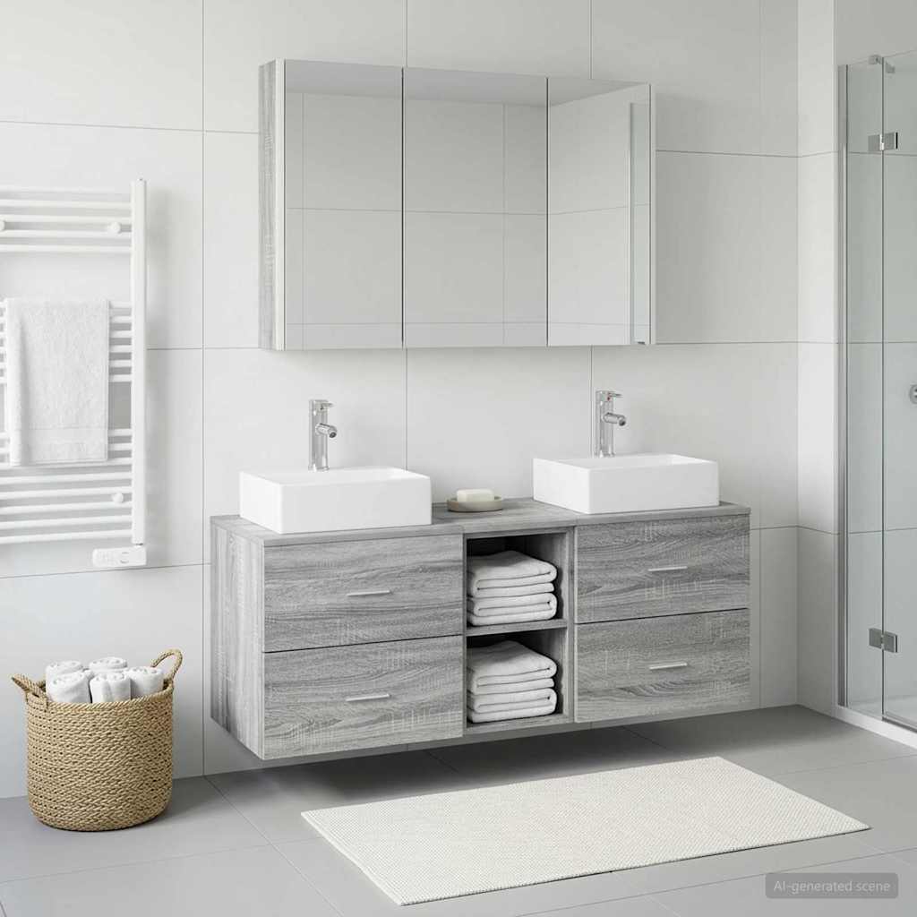 vidaXL Zestaw mebli łazienkowych 4 pcs Szary Sonoma