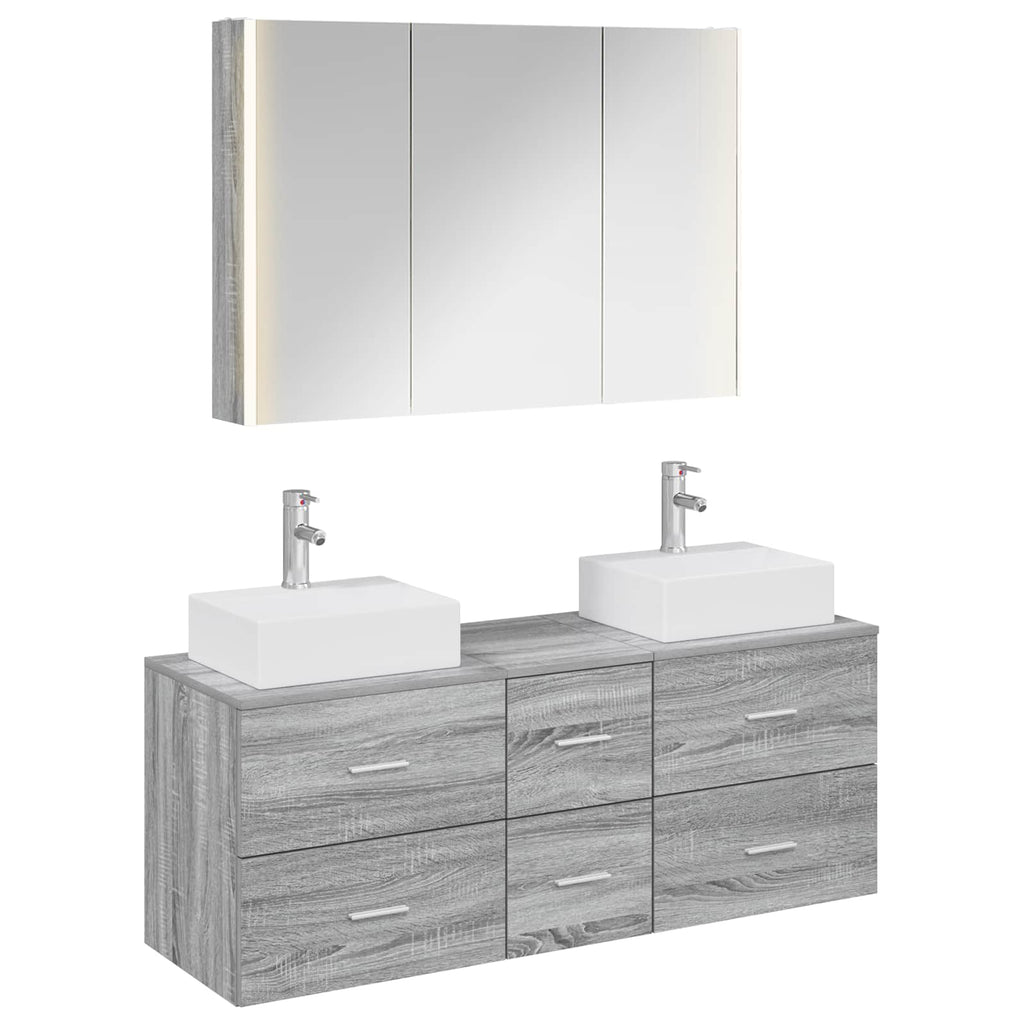 vidaXL Zestaw mebli łazienkowych 4 pcs Szary Sonoma
