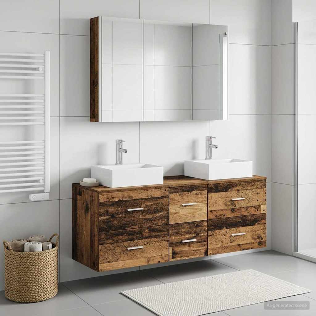 vidaXL Zestaw mebli łazienkowych 4 pcs Stare drewno