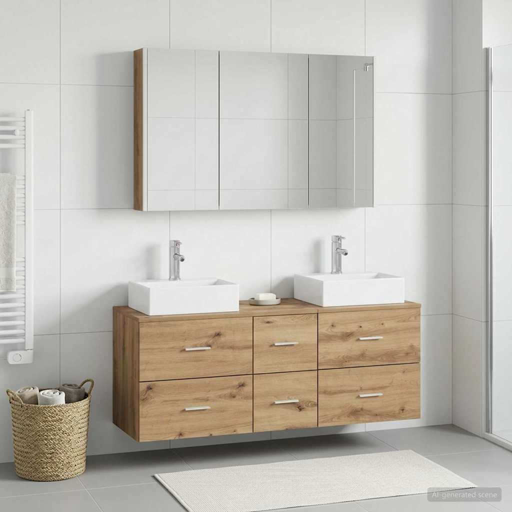 vidaXL Zestaw mebli łazienkowych 4 pcs Dąb artisan