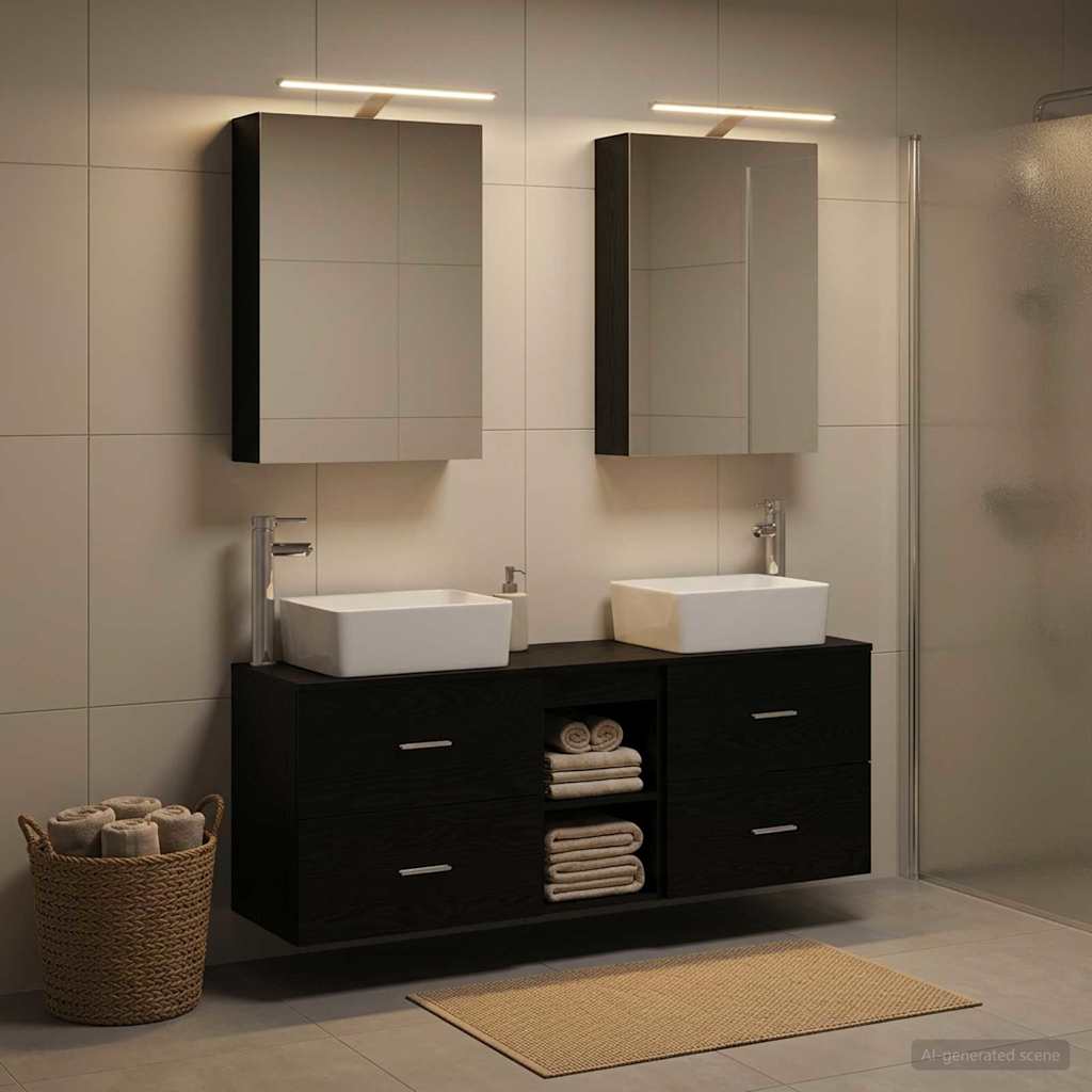 vidaXL Zestaw mebli łazienkowych 5 pcs Czarny dąb
