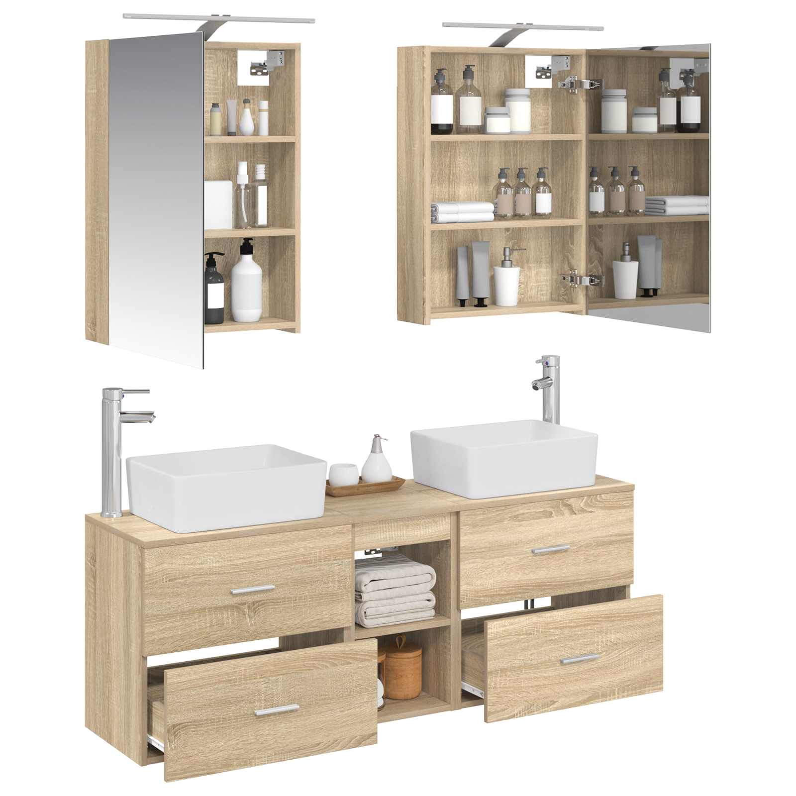 vidaXL Zestaw mebli łazienkowych 5 pcs dąb Sonoma