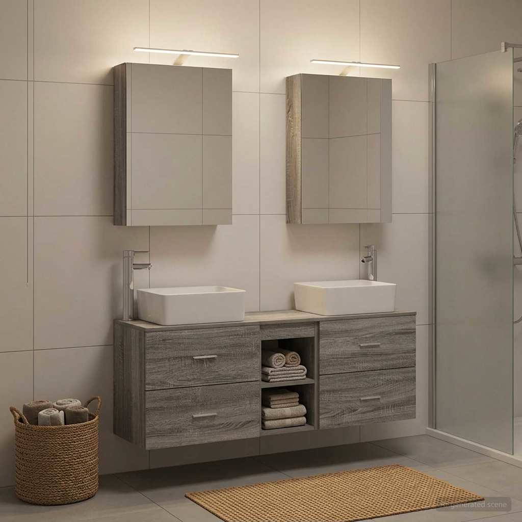 vidaXL Zestaw mebli łazienkowych 5 pcs Szary Sonoma