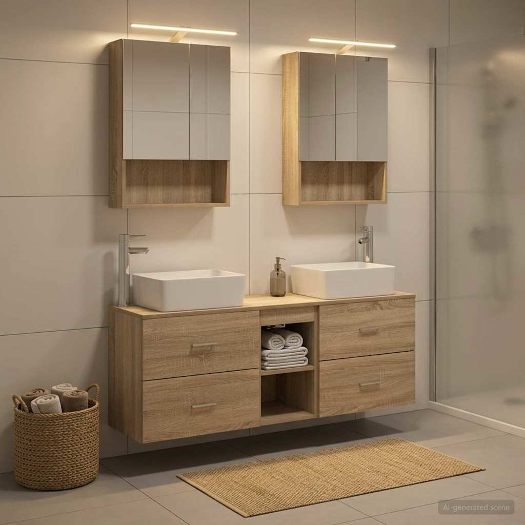 vidaXL Zestaw mebli łazienkowych 5 pcs dąb Sonoma
