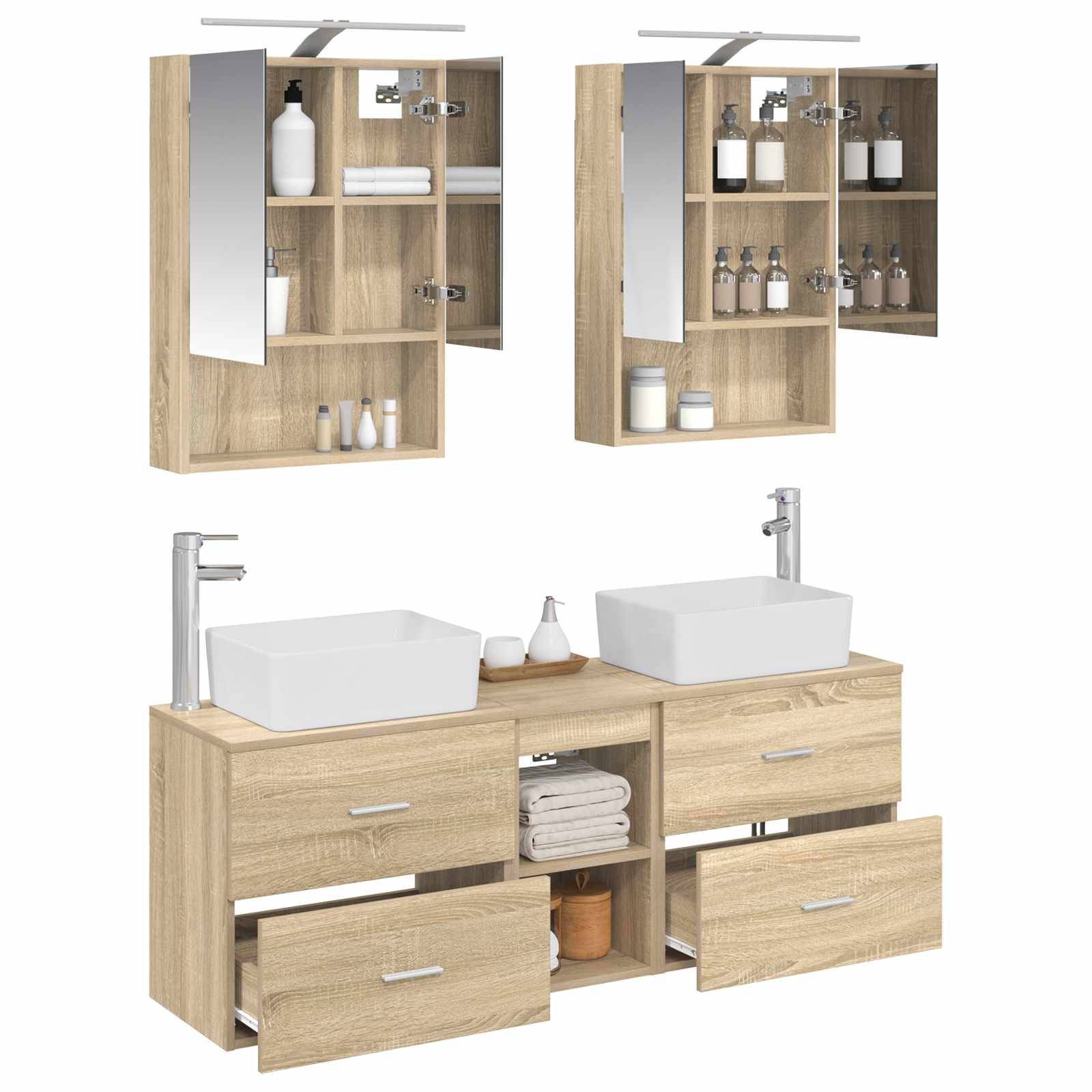 vidaXL Zestaw mebli łazienkowych 5 pcs dąb Sonoma