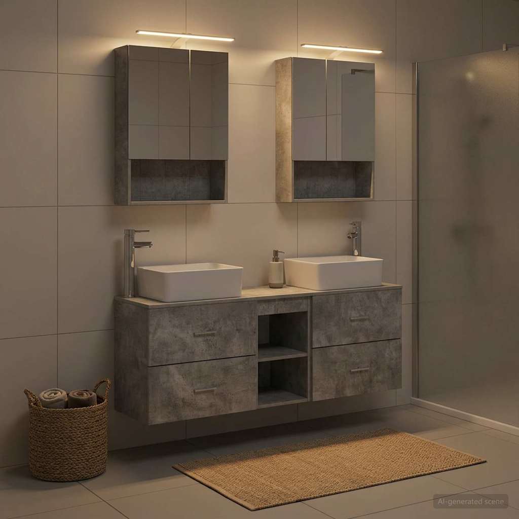 vidaXL Zestaw mebli łazienkowych 5 pcs Betonowy szary